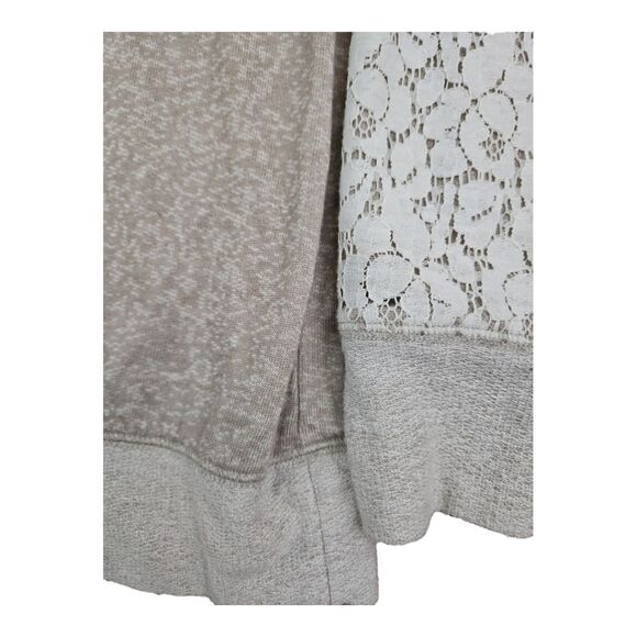 PHILOSOPHY REPUBLIC CLOTHING Lace Sleeve Oatmeal French Terry Sweatshirt XL - Picture 7 of 7